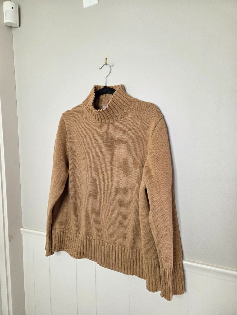 J. CREW Solid Tan Brown Cotton Turtleneck Sweater